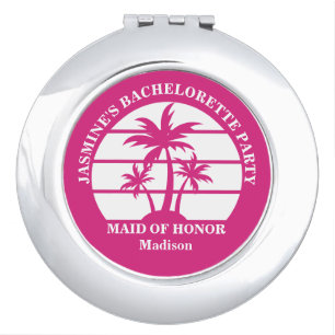Hot Pink Palm Tree Custom Bachelorette Party Compact Mirror