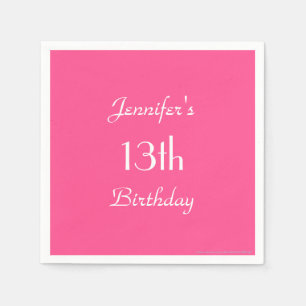 Hot Pink Paper Napkins, 13th Birthday Party Napkins