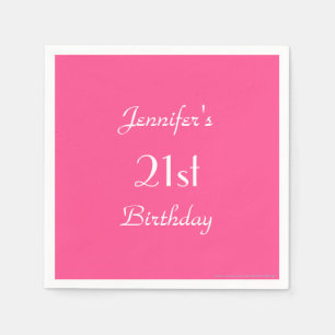 Hot Pink Paper Napkins, 21st Birthday Party Napkins