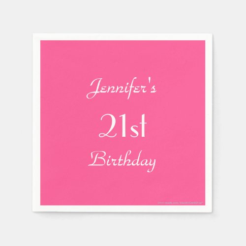 Hot Pink Paper Napkins 21st Birthday Party Napkins