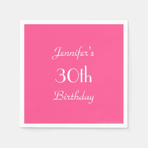 Hot Pink Paper Napkins 30th Birthday Party Paper Napkins