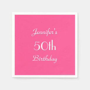 Hot Pink Paper Napkins, 50th Birthday Party Napkins