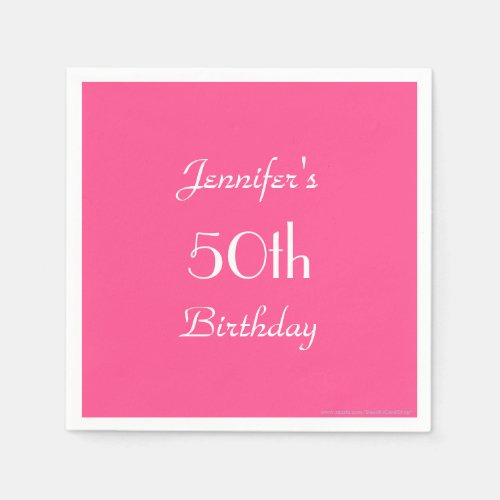 Hot Pink Paper Napkins 50th Birthday Party Paper Napkins