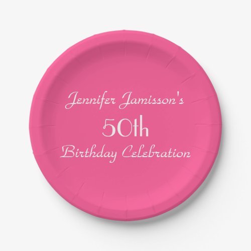 Hot Pink Paper Plates 50th Birthday Party Paper Plates