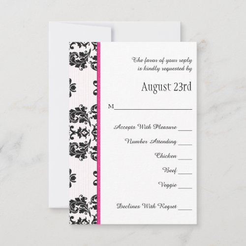 Hot Pink Parisian Eiffel Tower RSVP Wedding Card