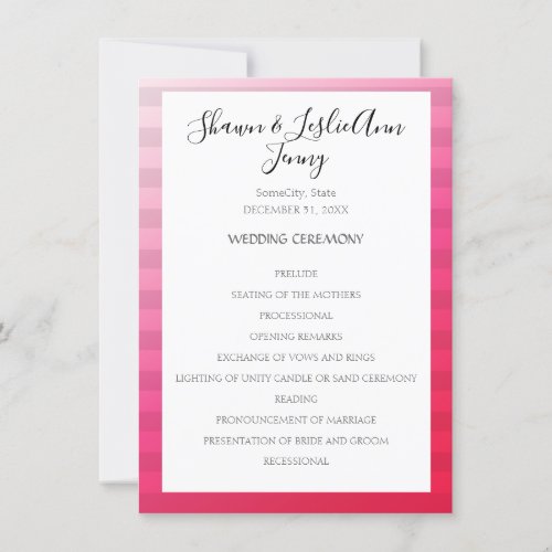 Hot Pink Party Wedding Ceremony Invitation