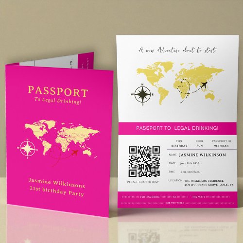 Hot Pink Passport Style 21st Birthday Party 