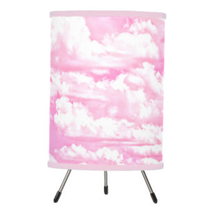 Hot Pink Pastel Clouds Tripod Lamp