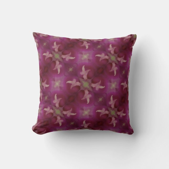 hot pink pattern center of morning glory throw pillow (Front)