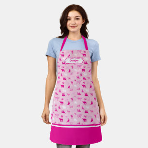 Hot Pink Patterned Longhorns Pattern Apron
