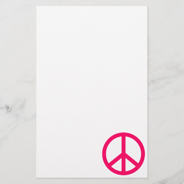 Hot Pink Peace & Ribbon Stationery (Front)