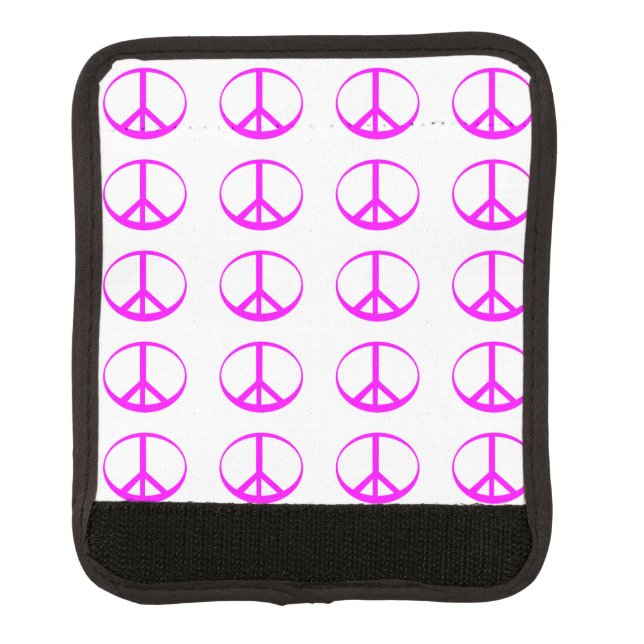 Hot Pink Peace Sign Luggage Handle Wrap (Front)