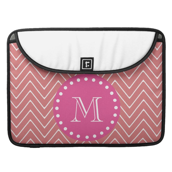 Hot Pink, Peach Chevron  Your Monogram Sleeve For MacBook Pro