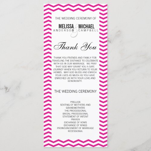 Hot Pink Perfect ChevronZig Zag Wedding Program