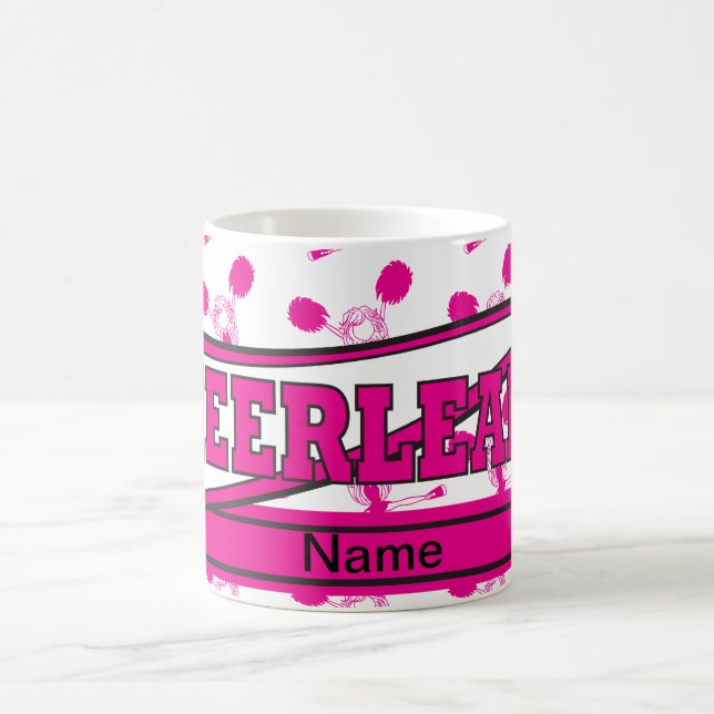 Hot Pink Personalize Cheerleader Design Coffee Mug (Center)