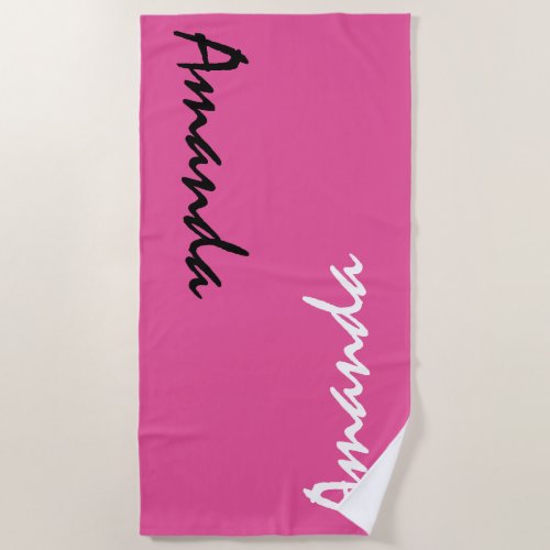 hot Pink Personalized Beach Towel