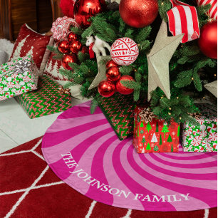 Hot Pink Personalized Christmas Candy Brushed Polyester Tree Skirt
