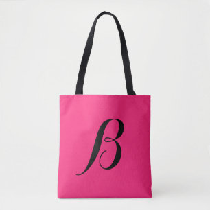Hot Pink Personalized Initial Tote Bag