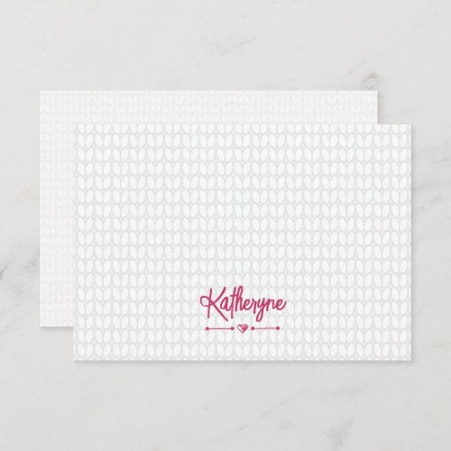Hot Pink Personalized Knit Stitch Note Card