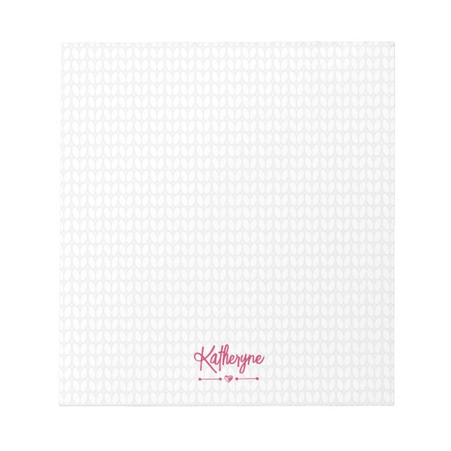 Hot Pink Personalized Knit Stitch Notepad (Front)