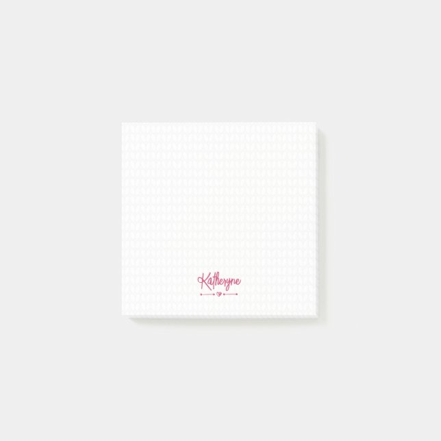 Hot Pink Personalized Knit Stitch Post-it Notes (Front)