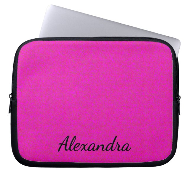 Hot Pink Personalized  Laptop Sleeve (Front)