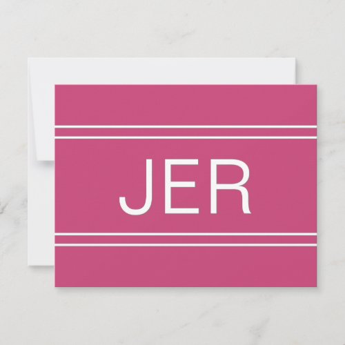 Hot Pink Personalized Monogrammed Name Initial Note Card