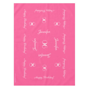Hot Pink Personalized Name 90th Birthday Tablecloth