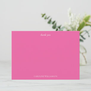 Hot Pink Personalized Name Elegant Stationery Thank You Card