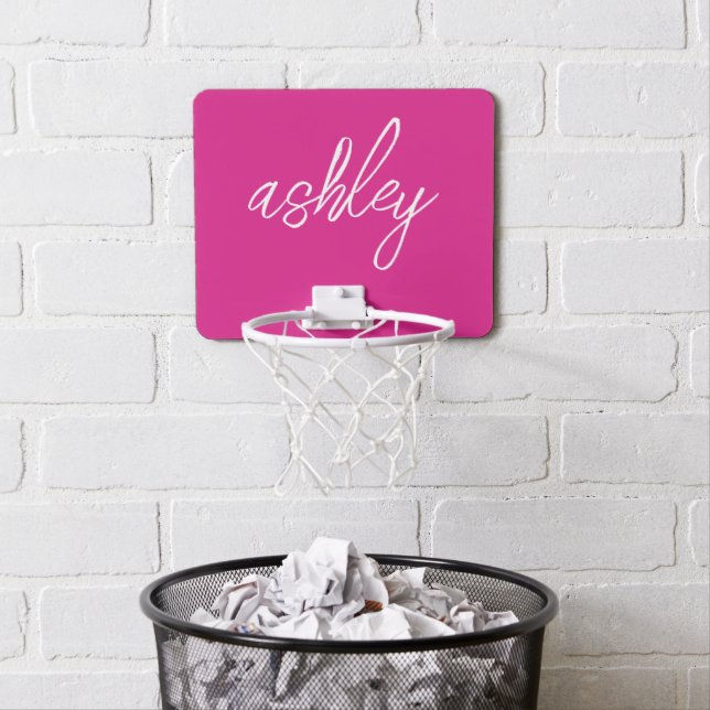 Hot Pink Personalized Name Mini Basketball Hoop (In Situ)