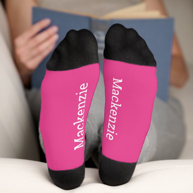 Hot Pink Personalized Name Monogram Bottom Socks (Bottom)
