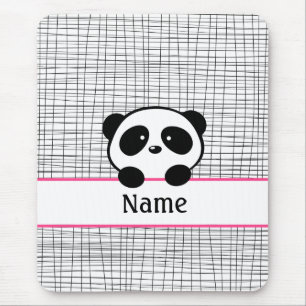 Hot Pink Personalized Panda Bear Mouse Pad