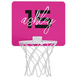 Hot Pink Personalized Player Name and Number Mini Basketball Hoop