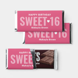 Hot Pink Personalized Sweet 16 Birthday Hershey Bar Favors