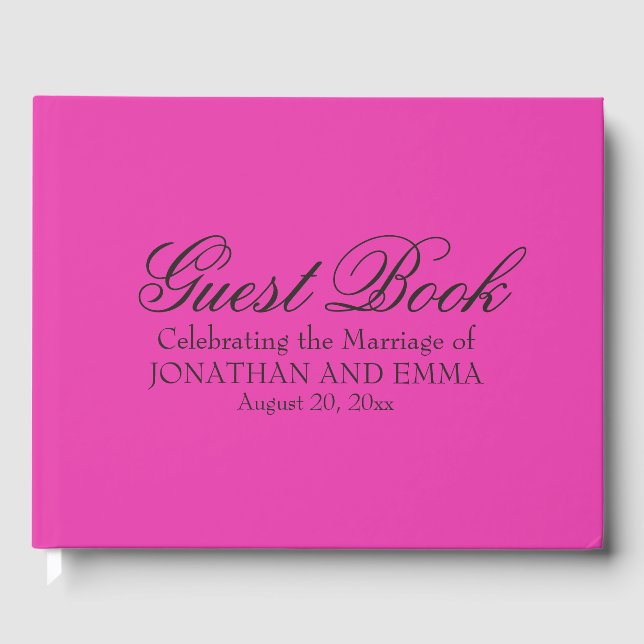 Hot Pink Personalized Wedding Sign In Book (Front)