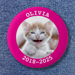 Hot Pink Pet Photo Memorial Button