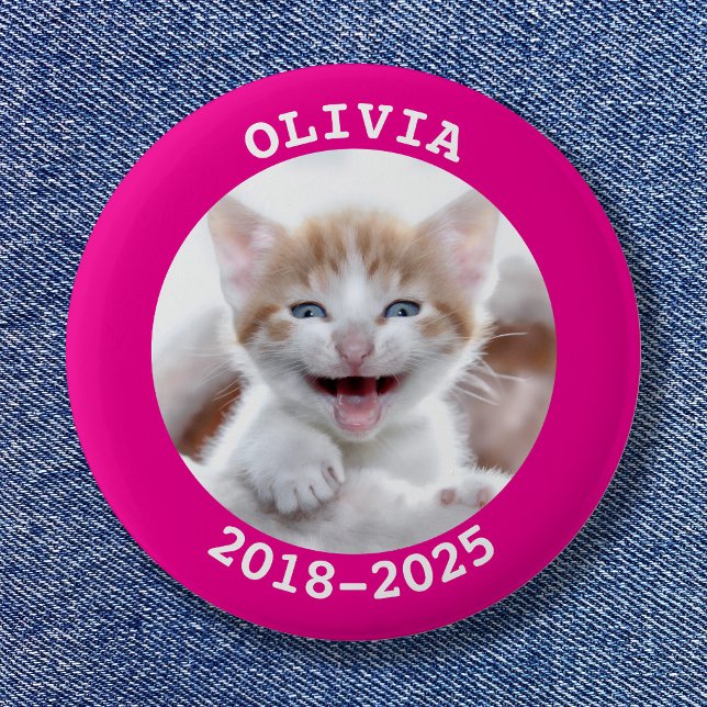 Hot Pink Pet Photo Memorial Button (Hot Pink Pet Photo Memorial Button)
