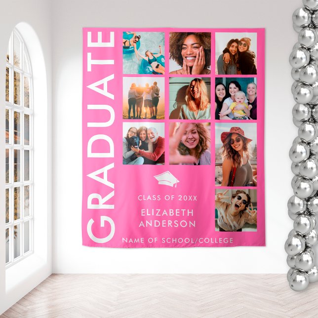 Hot Pink Photo Backdrop for Graduation Party (Creator Uploaded)