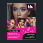 Hot Pink Photo Collage Logo QR Makeup Promotional Flyer<br><div class="desc">Double sided flyer for a makeup artist, nail artist, hair stylist or similar profession where you need to showcase your work in a retro photo collage with hot pink borders and hot pink background. Personalize with your logo and on the back an additional photo and your QR code with your...</div>