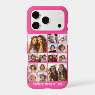 Hot Pink Photo Collage - Modern 14 Pic Grid iPhone 17 Pro Case