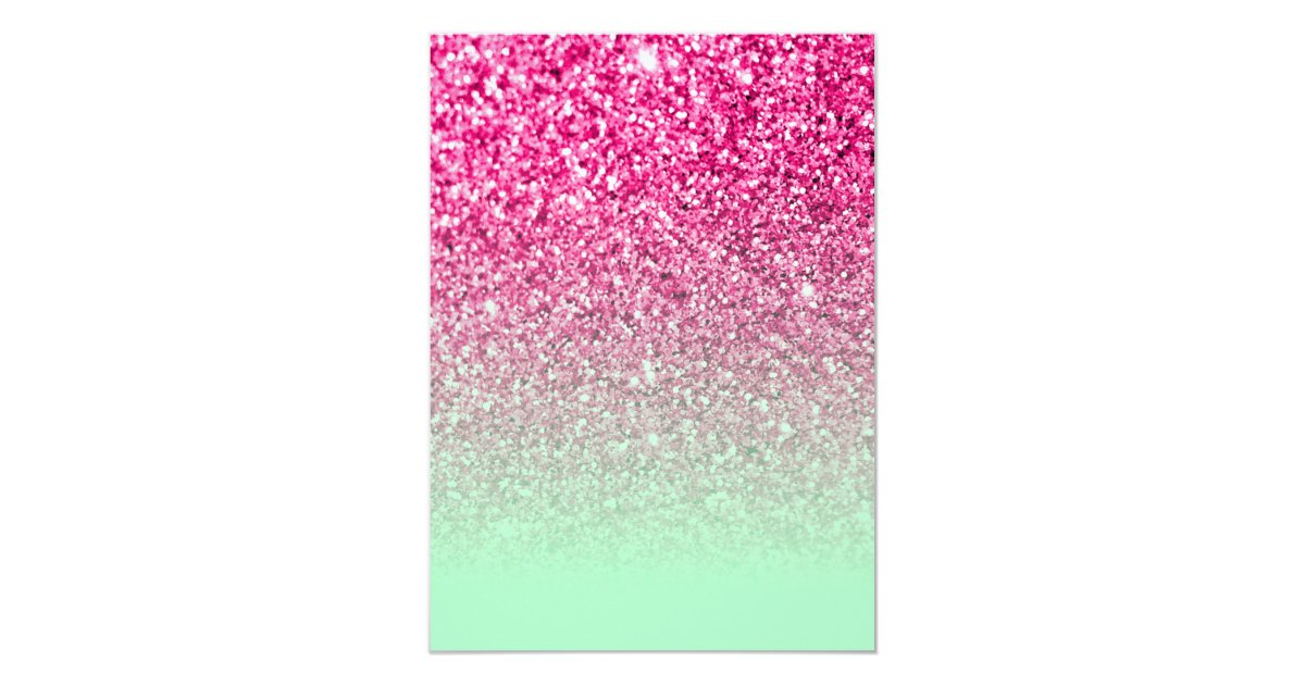 Hot Pink Photo Glitter and Mint Green Ombre Invitation | Zazzle.com