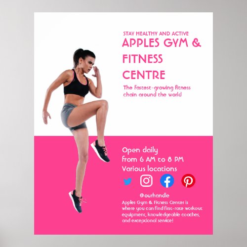 hot pink Photo gym personal trainer fitness Flyer Poster