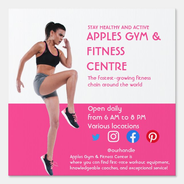 hot pink Photo gym personal trainer fitness Flyer  Sign (Front)