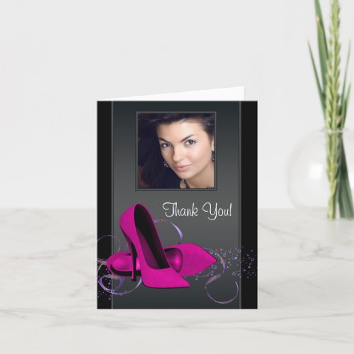 Hot Pink Photo Thank You Cards