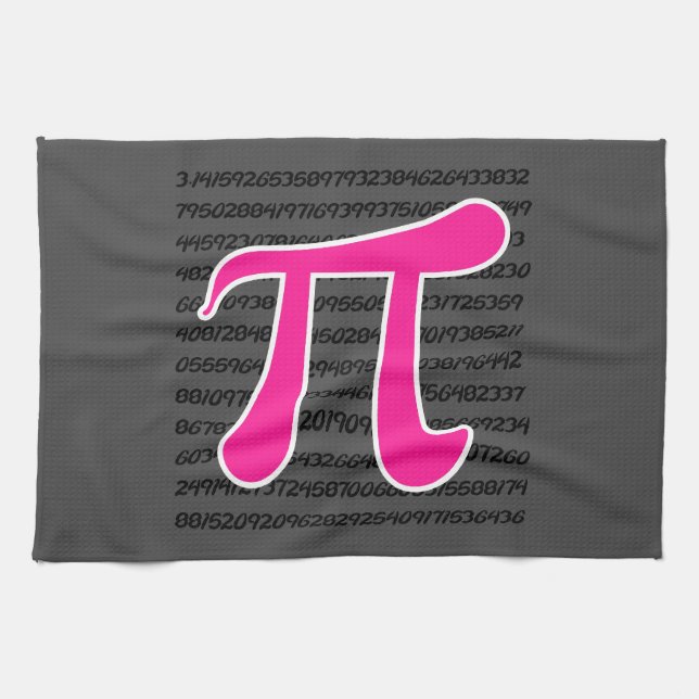 Hot Pink Pi Symbol Kitchen Towel (Horizontal)