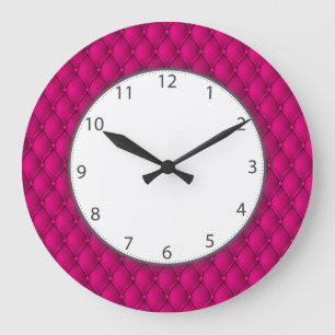 Hot Pink Pillowed Upholstery Numbers Large Clock
