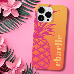 Hot pink pineapple orange yellow gradient retro Case-Mate iPhone 14 pro max case