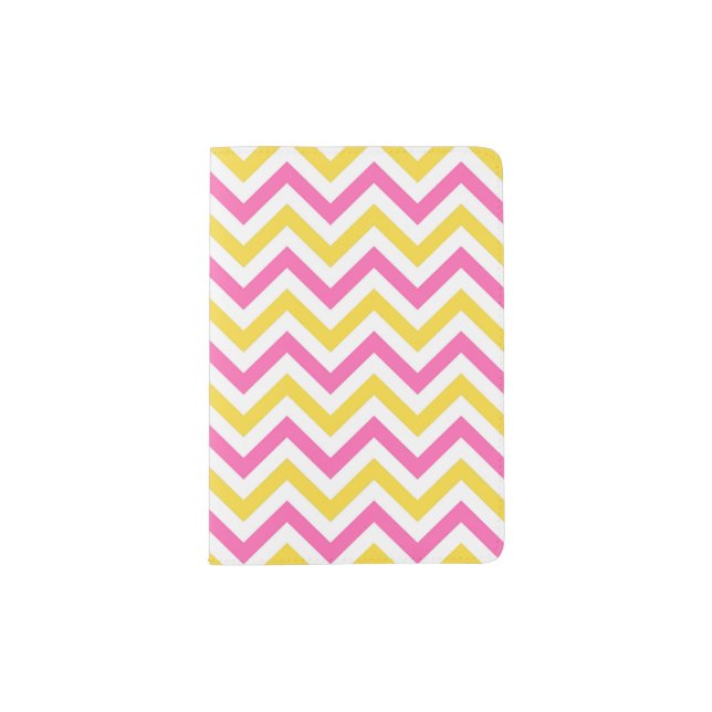 Hot Pink, Pineapple, Wht Lg Chevron ZigZag Pattern Passport Holder (Front)
