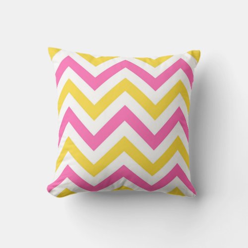 Hot Pink Pineapple Wht Lg Chevron ZigZag Pattern Throw Pillow