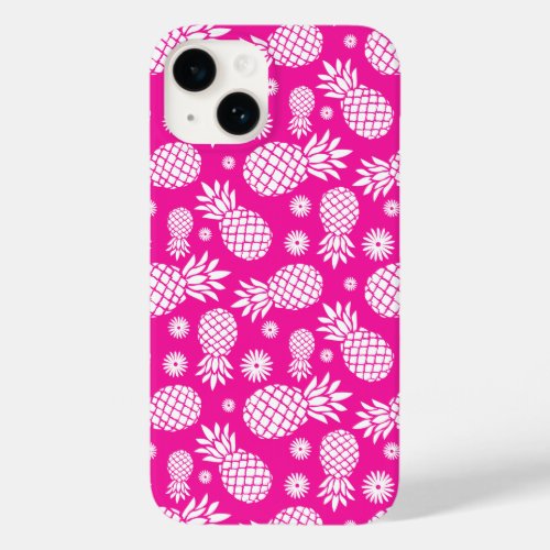 Hot pink pineapples and flower pattern  Case_Mate iPhone 14 case